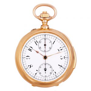 French 18K rose gold repeating lever chronograph Circa 1890