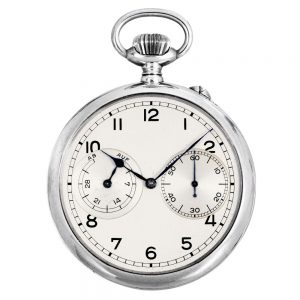 German silver lever deck watch with power reserve Circa 1940