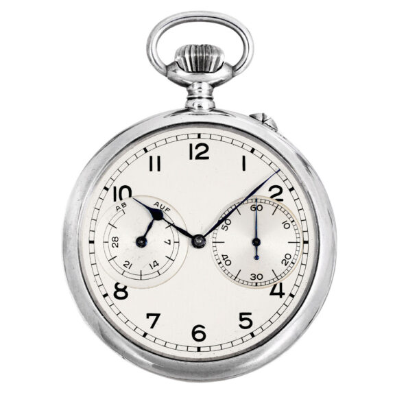 German silver lever deck watch with power reserve Circa 1940