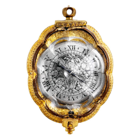 English rock crystal single handed pendant watch Circa 1640 English rock crystal single handed pendant watch Circa 1640
