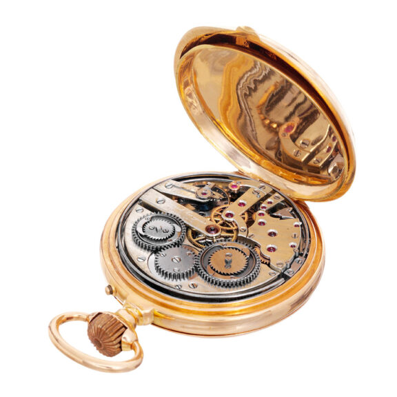 Swiss rose gold keyless chronometer clock watch Circa 1870 Swiss rose gold keyless chronometer clock watch Circa 1870