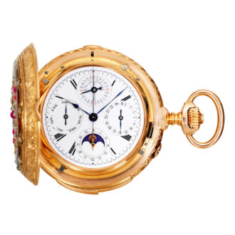 Rare Swiss 18K rose gold complicated lever watch Circa 1890