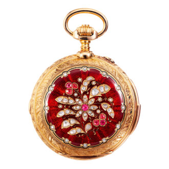 Rare Swiss 18K rose gold complicated lever watch Circa 1890