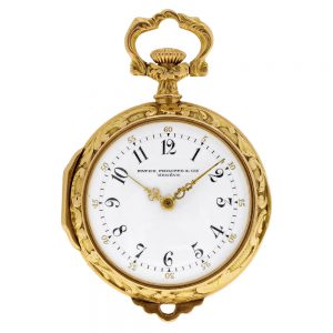 Swiss 18K gold Art Nouveau lever pendant watch Circa 1910