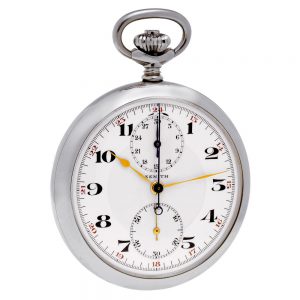 Swiss stainless steel lever chronograph with register Circa 1925