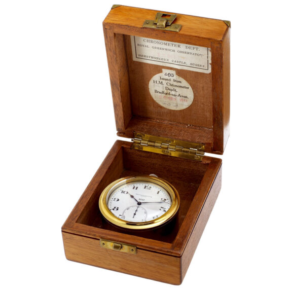Large Swiss silver keyless lever deck chronometer Circa 1942