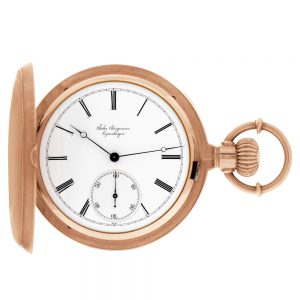Rare Swiss 18K rose gold long lever keyless watch Circa 1894
