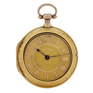 Fine English 22K gold repoussé verge watch Circa 1814