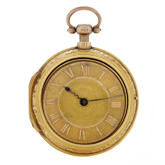 Fine English 22K gold repoussé verge watch Circa 1814
