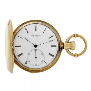 Danish 18K gold hunting cased pocket chronometer Circa 1880