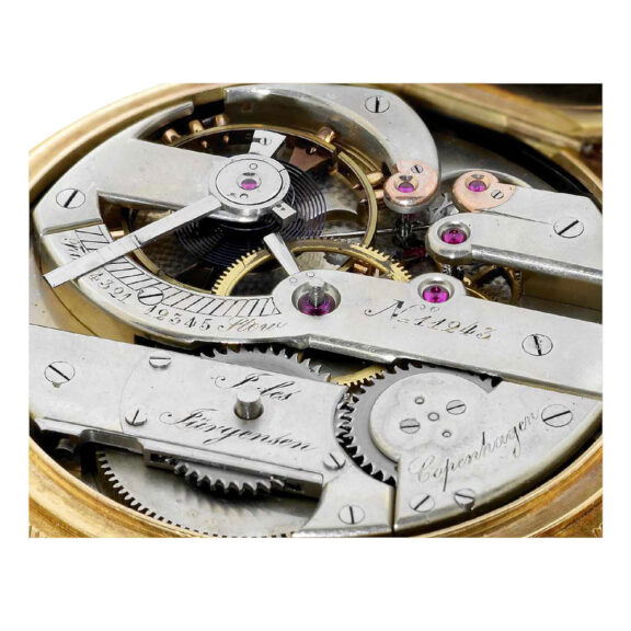 Danish 18K gold hunting cased pocket chronometer Circa 1880 Danish 18K gold hunting cased pocket chronometer Circa 1880