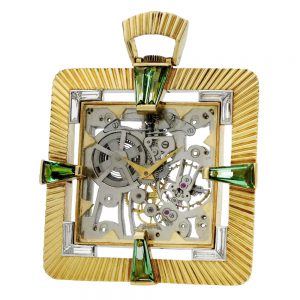 Unusual Swiss gold skeletonized pendant watch Circa 1935