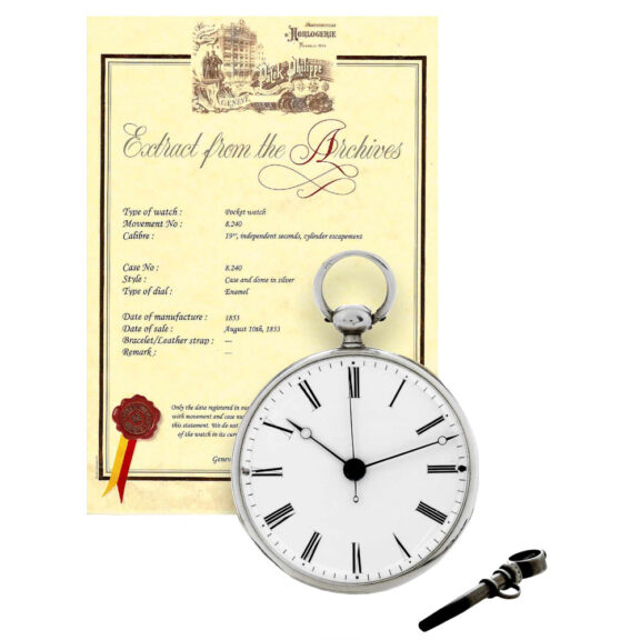 Swiss independent centre seconds cylinder watch Circa 1853 Swiss independent centre seconds cylinder watch Circa 1853