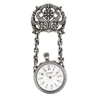 Unusual Swiss silver fob watch with decorative bow Circa 1883