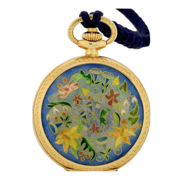 Decorative Swiss gold and enamel lever fob watch Circa 1983