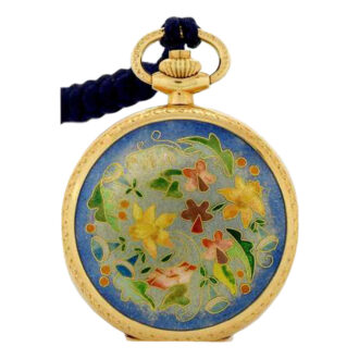 Decorative Swiss gold and enamel lever fob watch Circa 1983