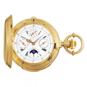 Large Swiss 18K gold lever with six complications Circa 1890