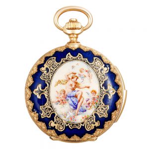 Swiss rose gold and enamel repeating lever watch Circa 1900