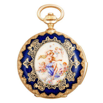 Swiss rose gold and enamel repeating lever watch Circa 1900