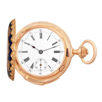 Swiss rose gold and enamel repeating lever watch Circa 1900