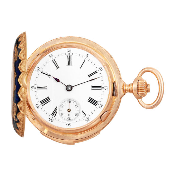 Swiss rose gold and enamel repeating lever watch Circa 1900 Swiss rose gold and enamel repeating lever watch Circa 1900