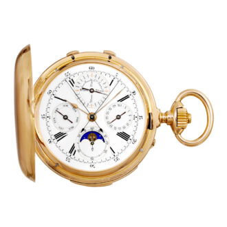 French rose gold hunting cased complicated lever Circa 1895