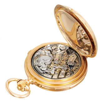 French rose gold hunting cased complicated lever Circa 1895