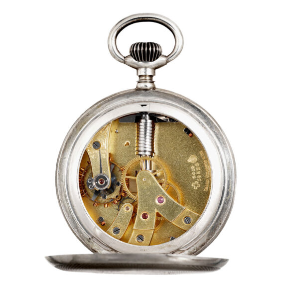 Swiss silver open faced barrel less lever watch Circa 1910