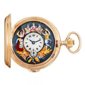 Swiss repeating lever with automaton Jacquemarts Circa 1890