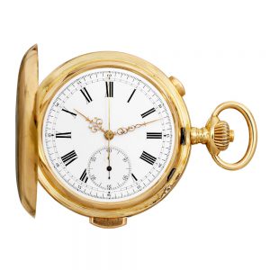 Swiss 18K gold minute repeating lever chronograph Circa 1910