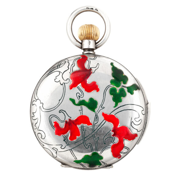 Swiss silver and enamel minute repeating lever Circa 1900