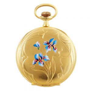 Swiss gold-plated and enamel keyless lever watch Circa 1910