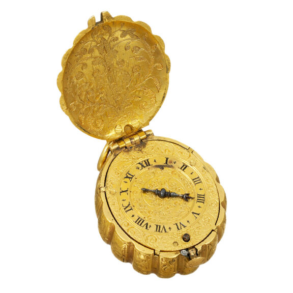 French gilt-brass coquille-form verge pendant watch Circa 1630