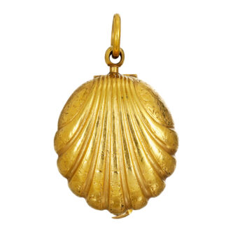 French gilt-brass coquille-form verge pendant watch Circa 1630