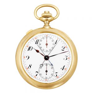 Thin Swiss gold split seconds lever chronograph Circa 1915