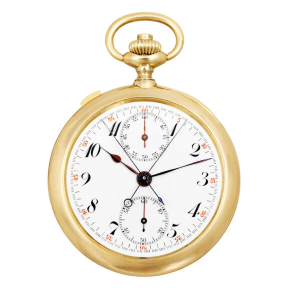 Thin Swiss gold split seconds lever chronograph Circa 1915