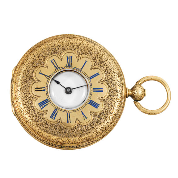 Swiss 18K gold half-hunting cased cylinder watch Circa 1860