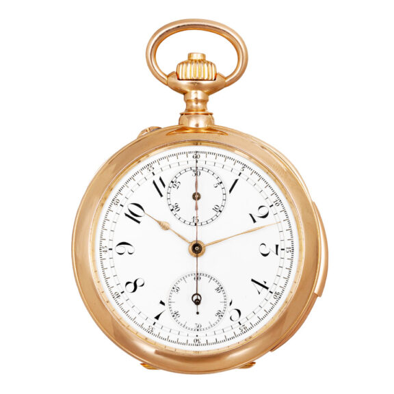 French 18K rose gold repeating lever chronograph Circa 1890
