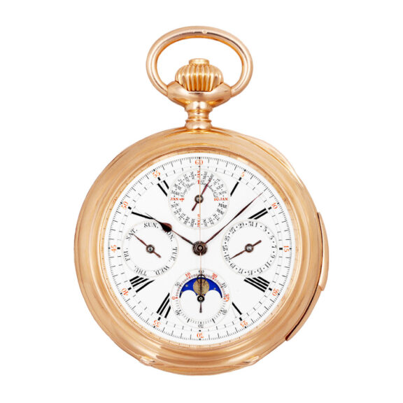 Rare Swiss 18K rose gold complicated lever watch Circa 1890