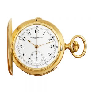Swiss gold repeating hunting cased lever chronograph Circa 1910