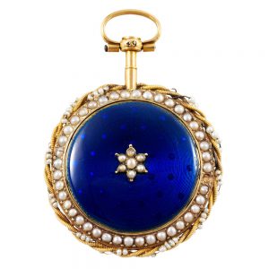 French gold, enamel and pearl-set verge pendant watch Circa 1780