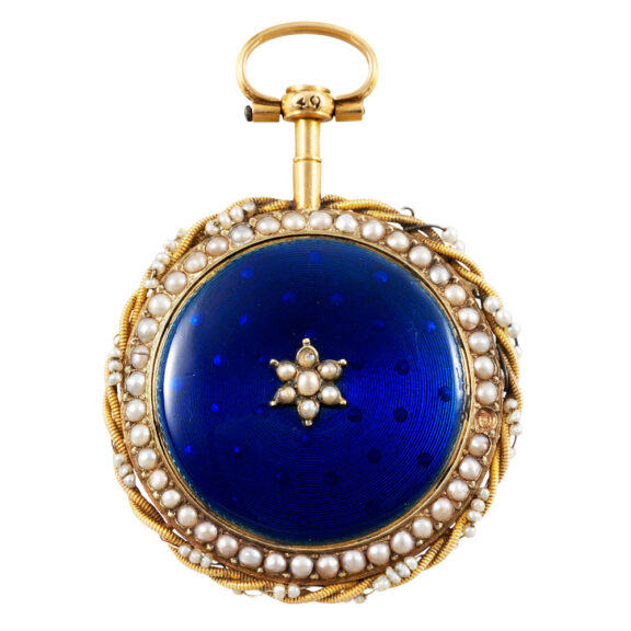 French gold, enamel and pearl-set verge pendant watch Circa 1780