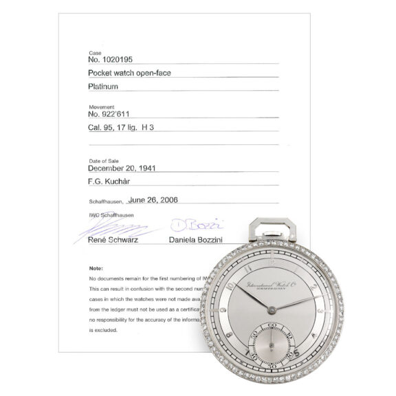 Swiss platinum and diamond-set lever dress watch Circa 1941 Swiss platinum and diamond-set lever dress watch Circa 1941