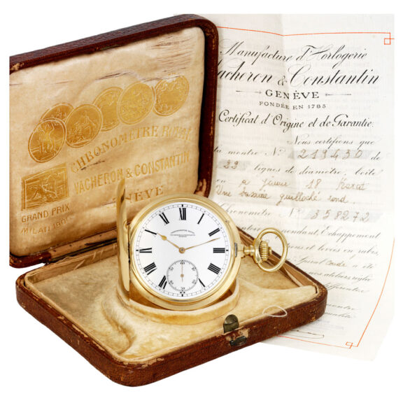 Swiss gold hunting cased lever chronometer watch Circa 1912 Swiss gold hunting cased lever chronometer watch Circa 1912