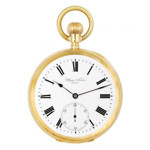 Swiss gold open faced keyless lever pocket watch Circa 1915