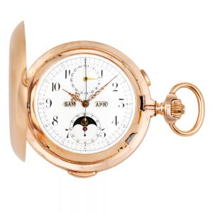 Large Swiss rose gold complicated lever watch Circa 1900