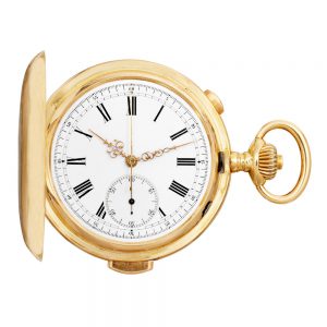 Swiss gold hunting cased repeating lever chronograph Circa 1910
