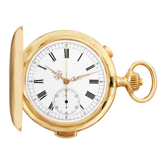 Swiss gold hunting cased repeating lever chronograph Circa 1910