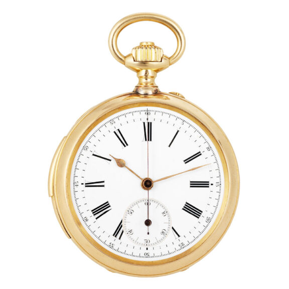 French 18K gold quarter repeating lever chronograph Circa 1890