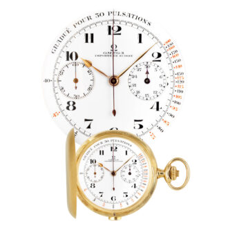 Swiss 18K gold medical keyless lever chronograph Circa 1925